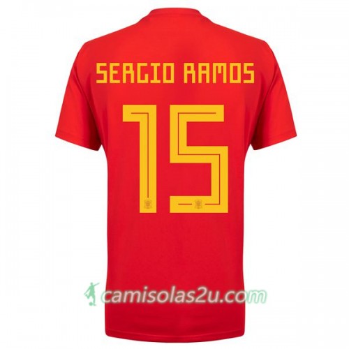 Camisolas de Futebol Espanha Ramos 15 Mulher Equipamento Principal Copa do Mundo 2018 Manga Curta Camisolas de Futebol Espanha Ramos 15 Mulher Equipamento Principal Copa do Mundo 2018 Manga Curta